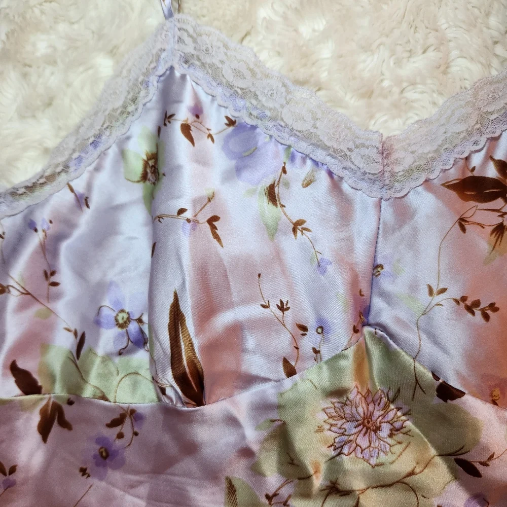 Y2K Silk Cami Tank Floral Size Large